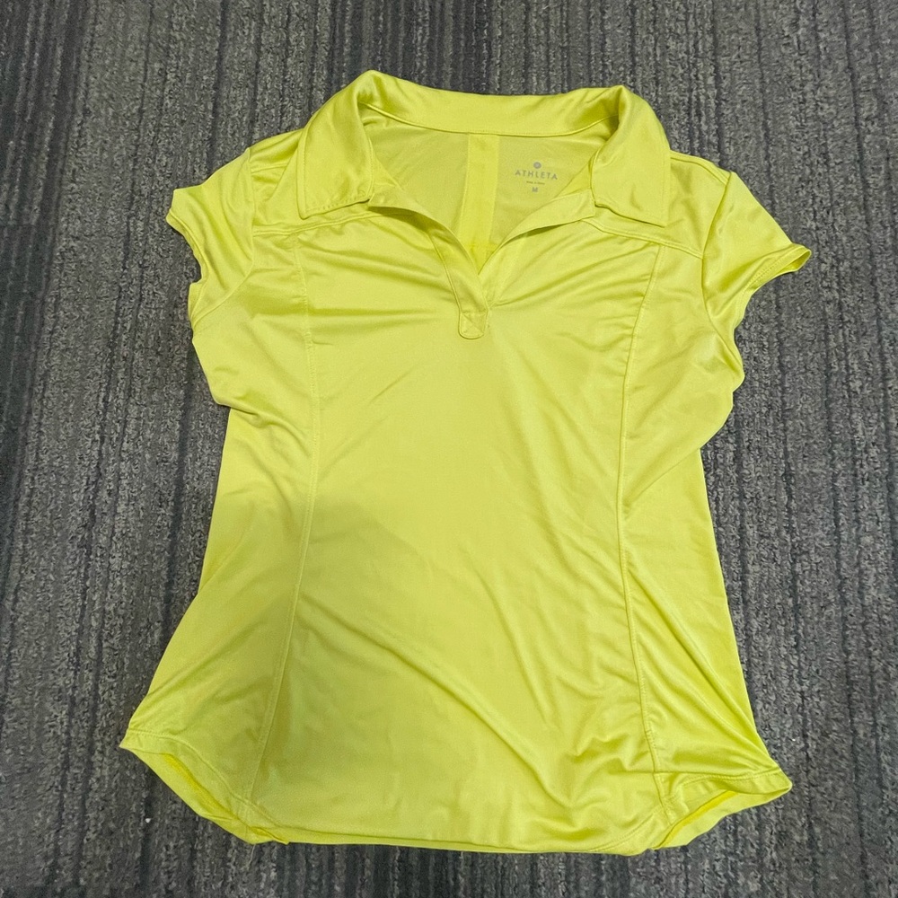 Athleta Bright Yellow Short Sleeve Polo